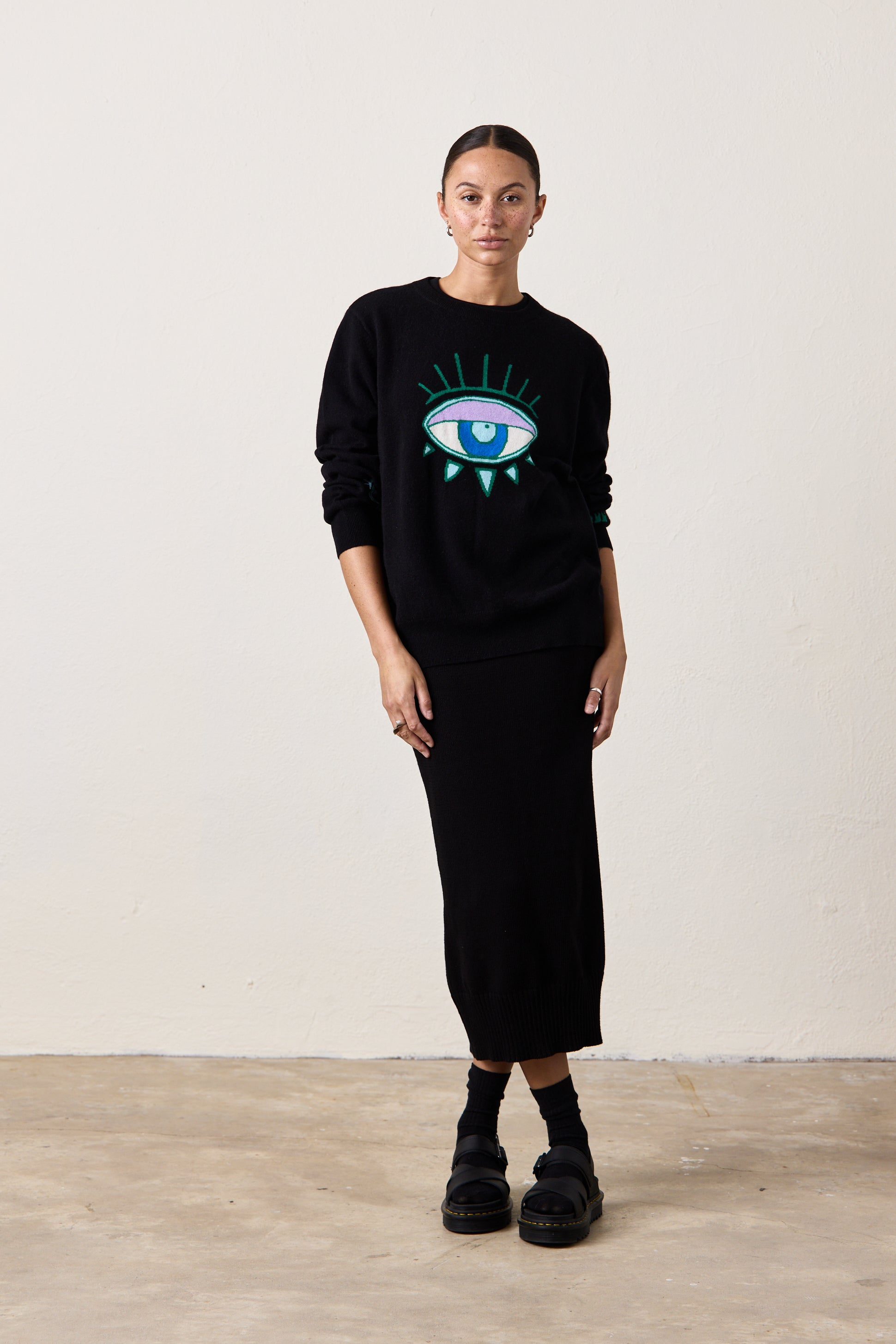 NSF x JA Big Eye Cashmere Crew – Black – NSF Clothing