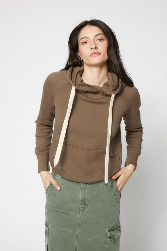 LISSE FITTED HOODY WITH GRINDING / ASH