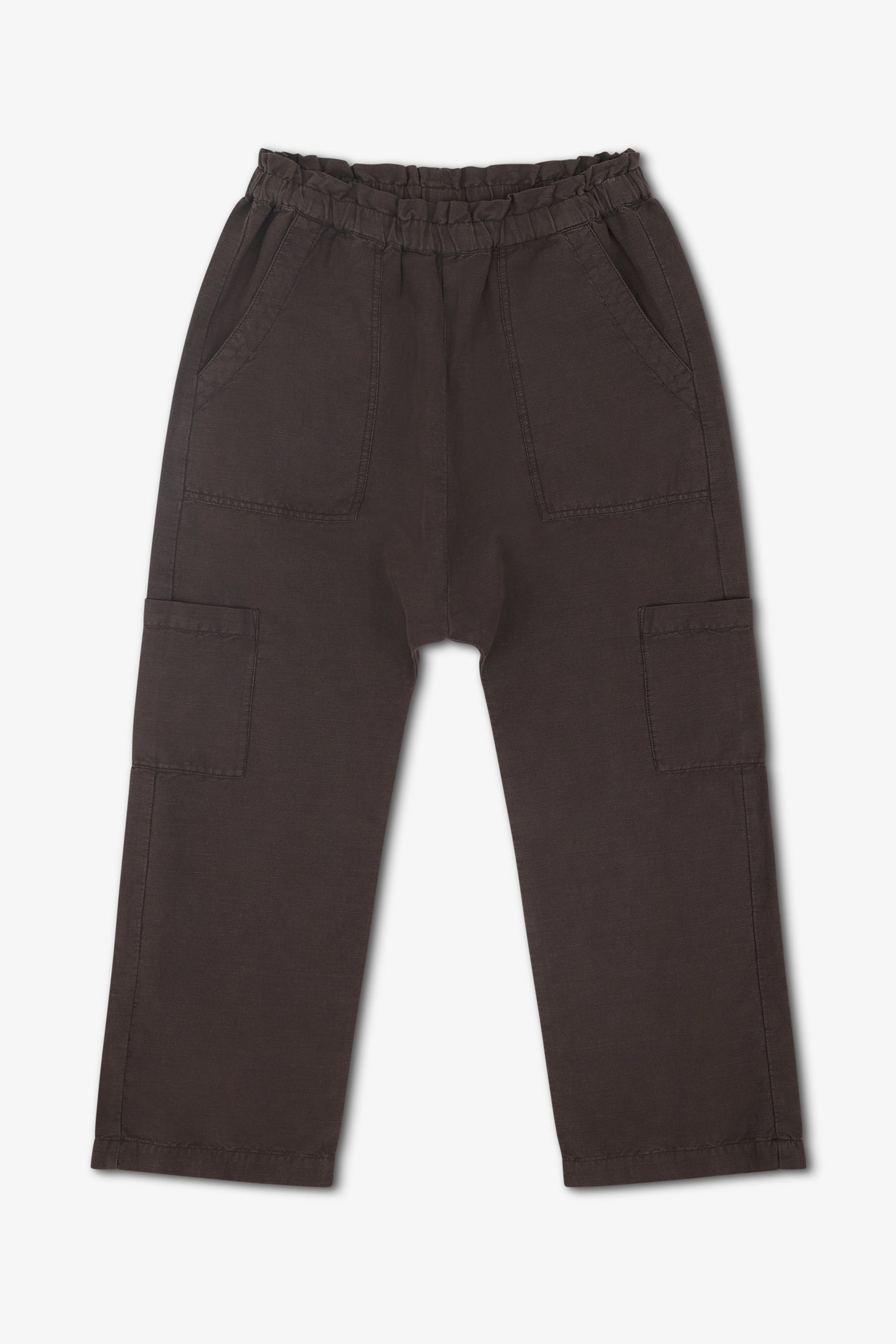 SHAILEY LINEN CANVAS PAPERBAG WAIST PANT / FADED BLACK