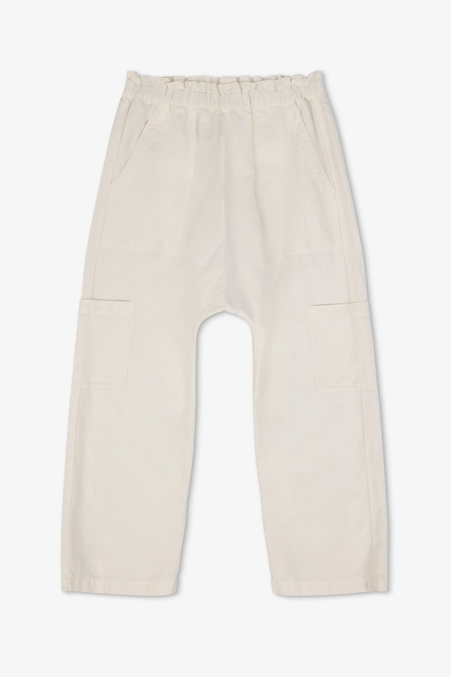 SHAILEY PAPERBAG WAIST LINEN COTTON PANT / IVORY