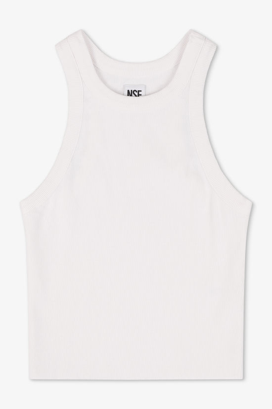 AMAYA FITTED CROP RIB TANK / SOFT WHITE