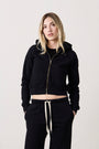 JAX SHRUNKEN COZY FLEECE ZIP HOODY /  BLACK