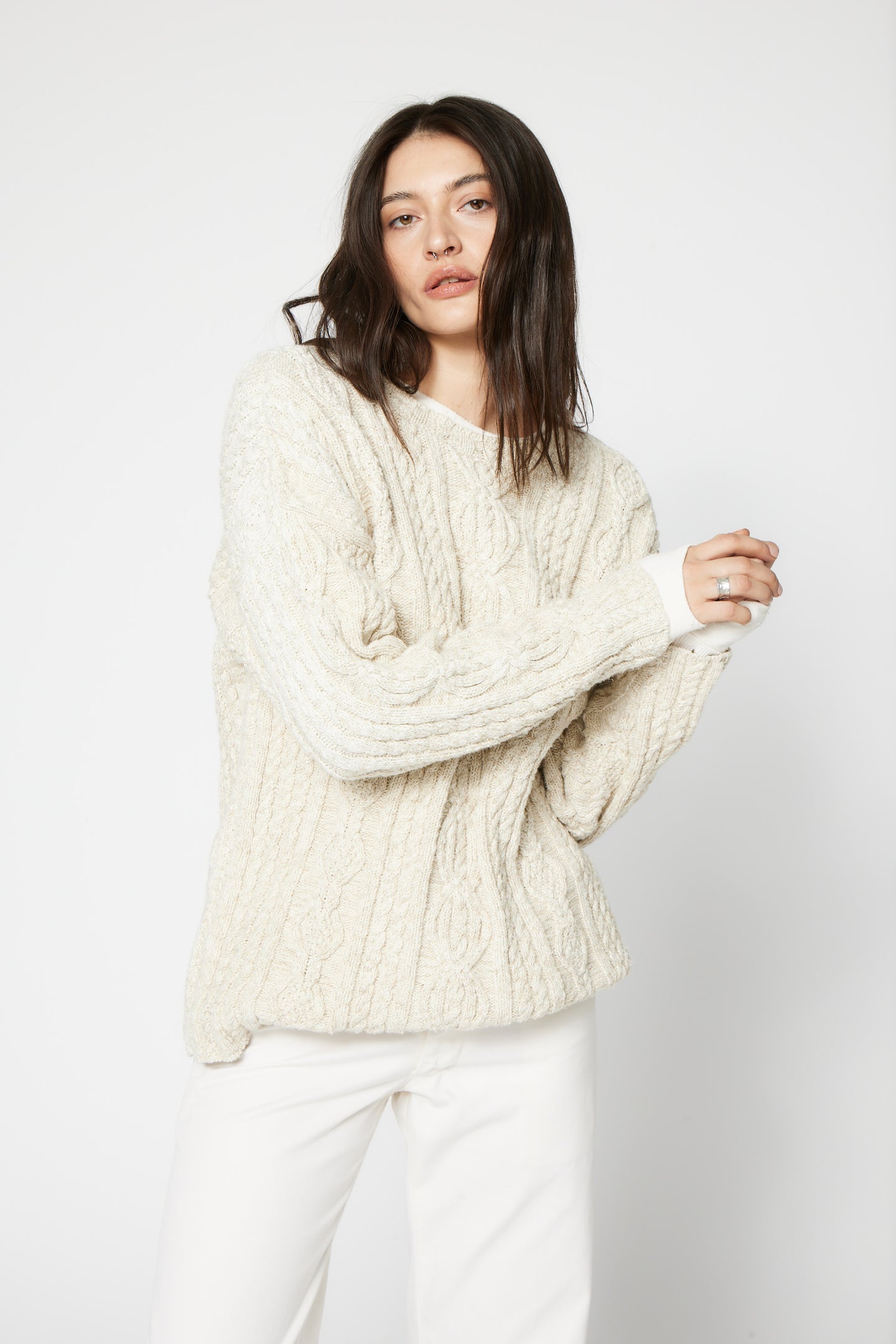 SRPLS 90S ERA CABLE SWEATER / OATMEAL