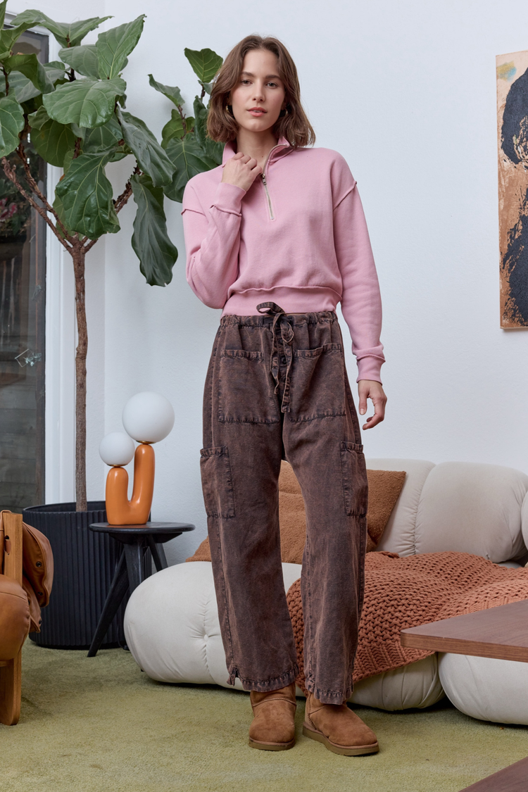 NSF Carlson Linen Cotton Tie Pant - Rusty Storm