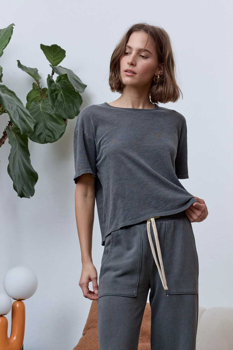 NSF Harper Boxy Slub Jersey Tee - Faded Black