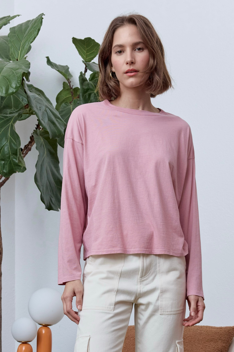 NSF Loffler Boxy Fine Jersey Tee - Mallow