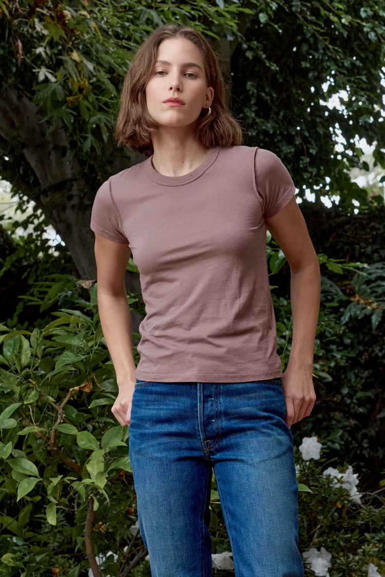 NSF Alessi Shrunken Fine Jersey Tee - Deep Taupe