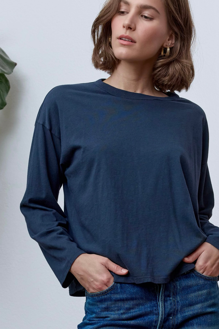 NSF Loffler Boxy Fine Jersey Tee - Eclipse