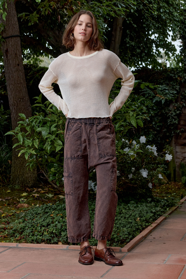 NSF Shailey Paperbag Waist Linen Cotton Pant - Rusty Storm