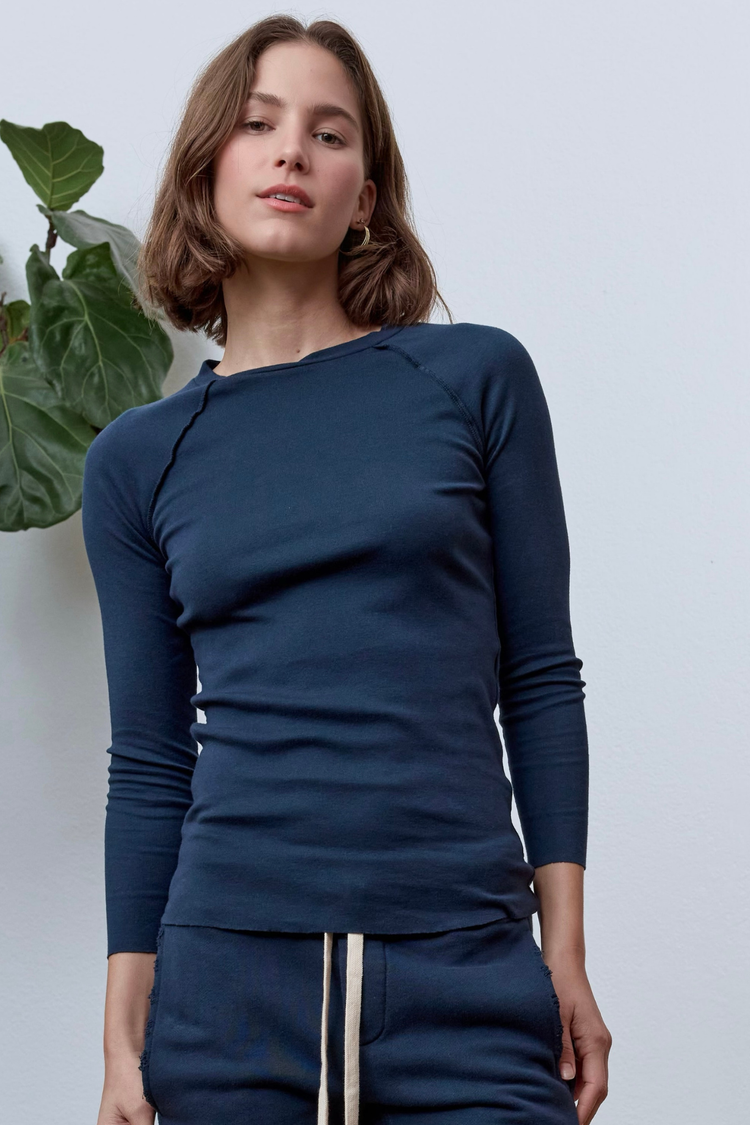 NSF Aria Fitted Baby Rib Raglan Tee - Eclipse