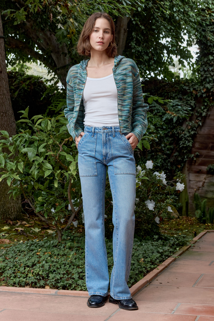 NSF Mills Painted Cotton Zip Hoodie Sweater - Teal