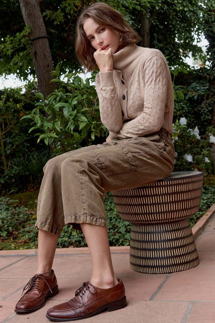 NSF Dame Viscose Blend Crochet Cardigan - Neutral