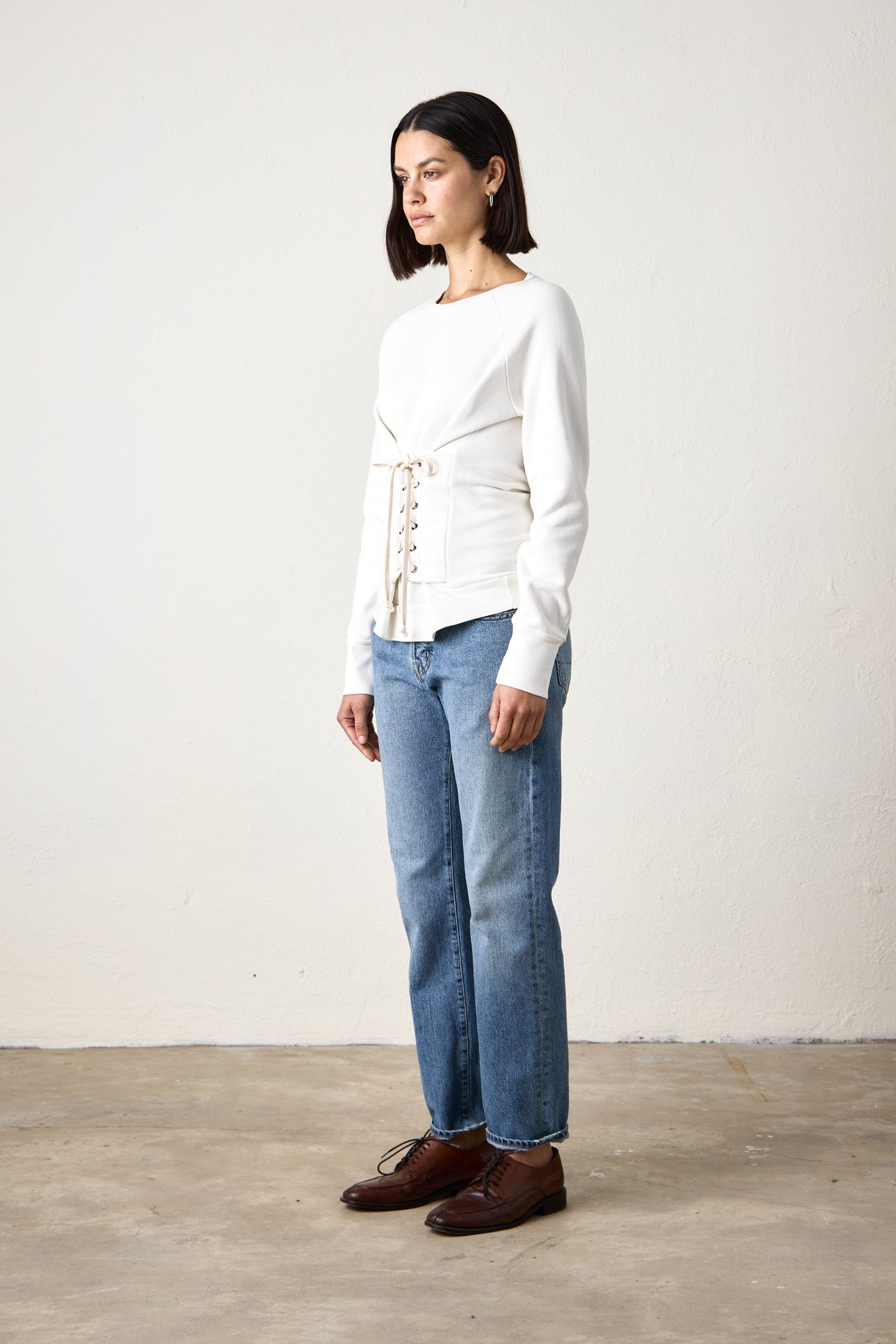 ELIO CORSET LOOP TERRY CREW / SOFT WHITE