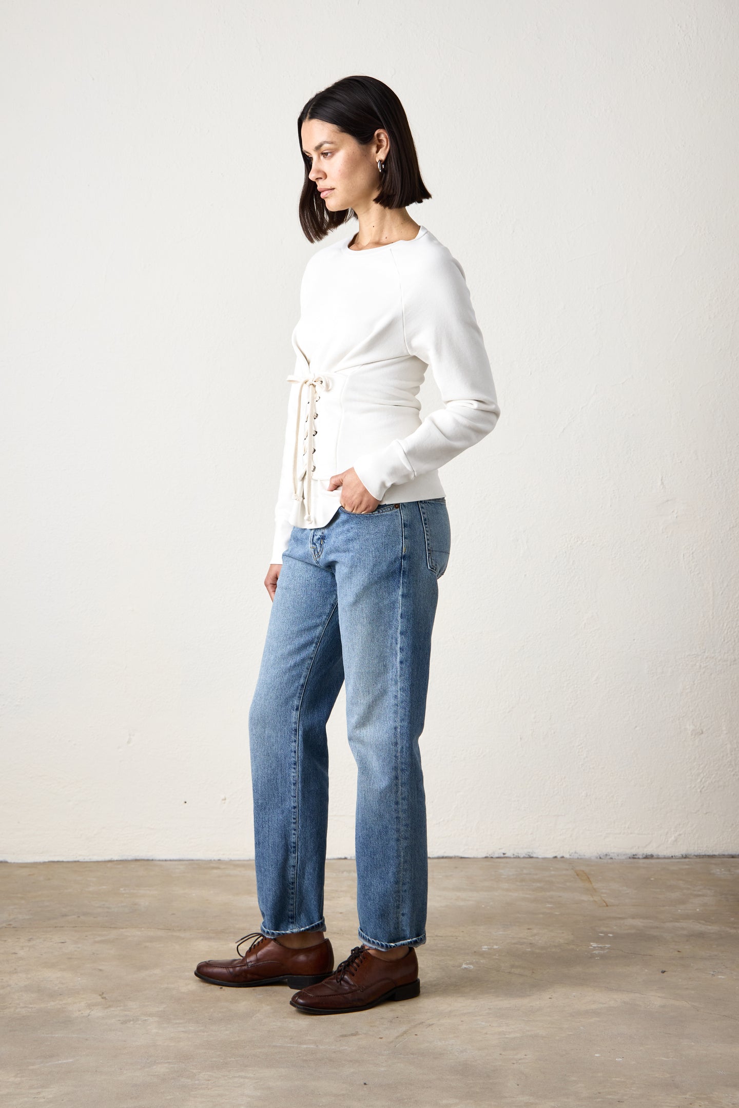 ELIO CORSET LOOP TERRY CREW / SOFT WHITE