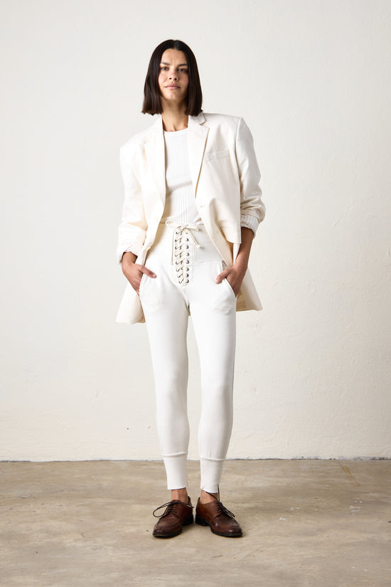 MAREN CORSET LOOP TERRY SWEATPANT / SOFT WHITE