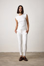 CHLOE FITTED VARIEGATED RIB TEE / SOFT WHITE