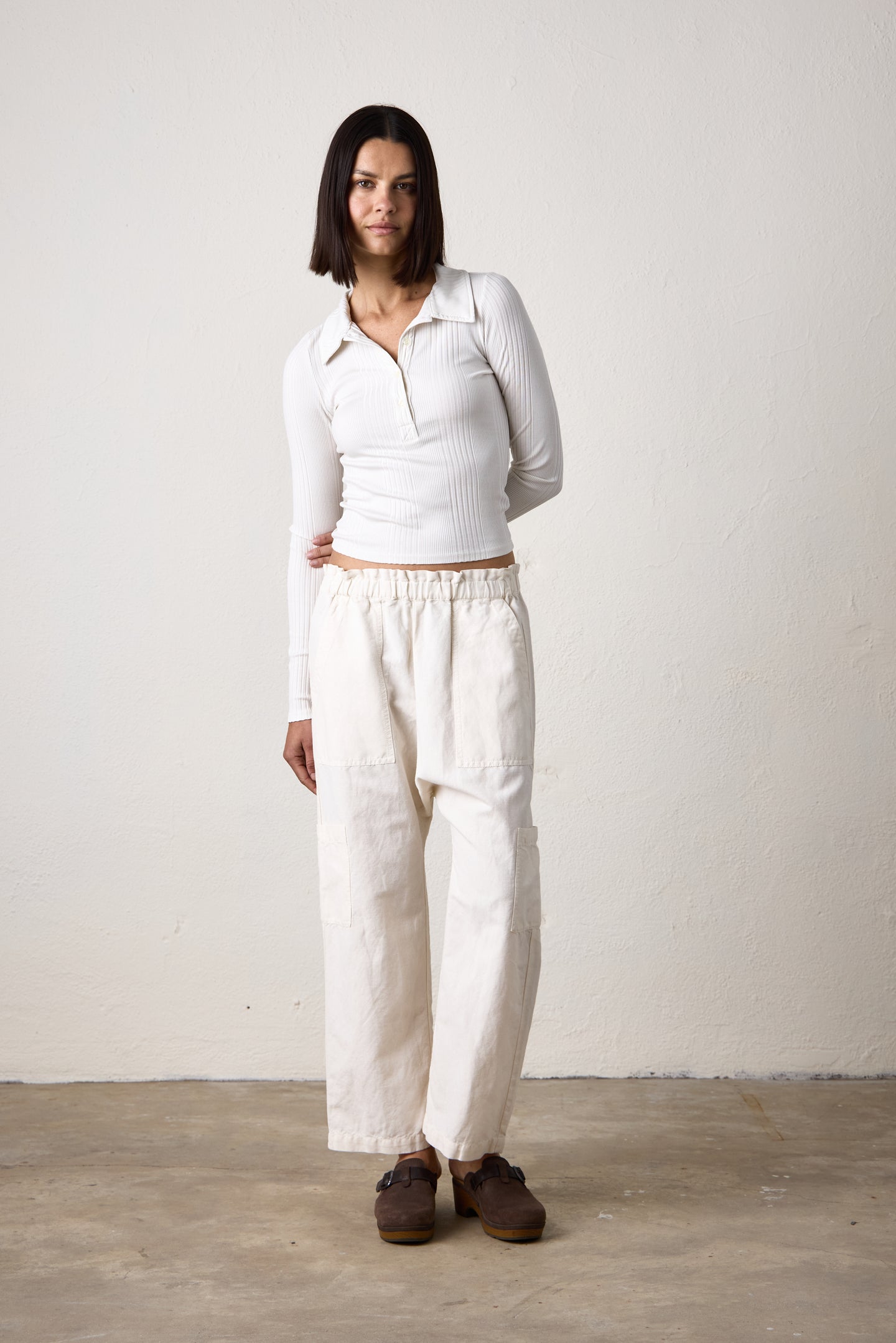 SHAILEY PAPERBAG WAIST PANT / IVORY