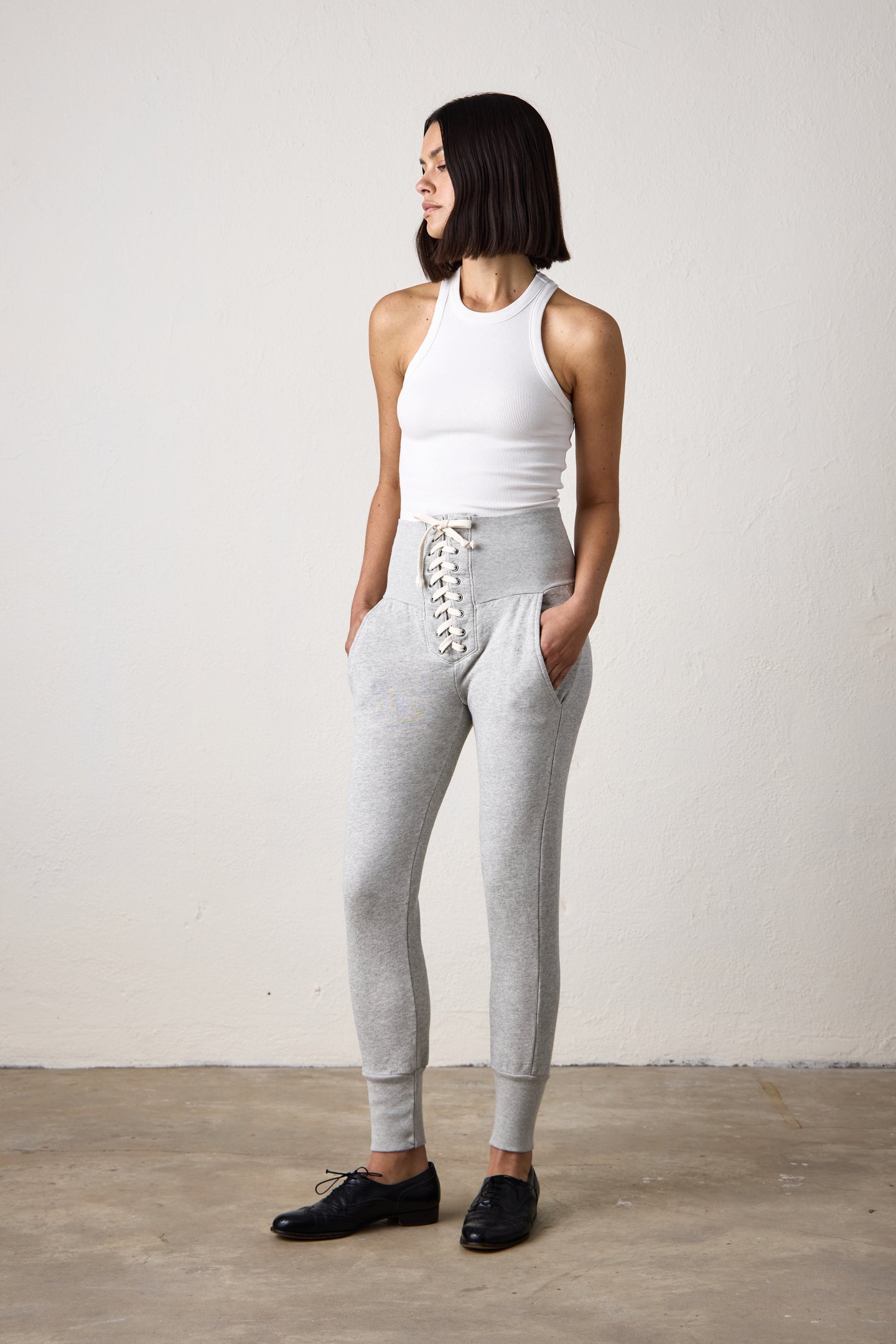 MAREN FOOTBALL TIE SWEATPANT / HEATHER GREY