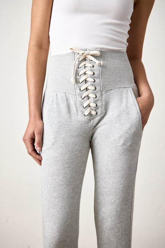 MAREN FOOTBALL TIE SWEATPANT / HEATHER GREY