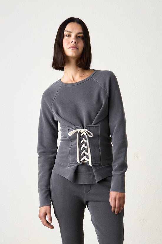 ELIO CORSET LOOP TERRY CREW / FADED BLACK