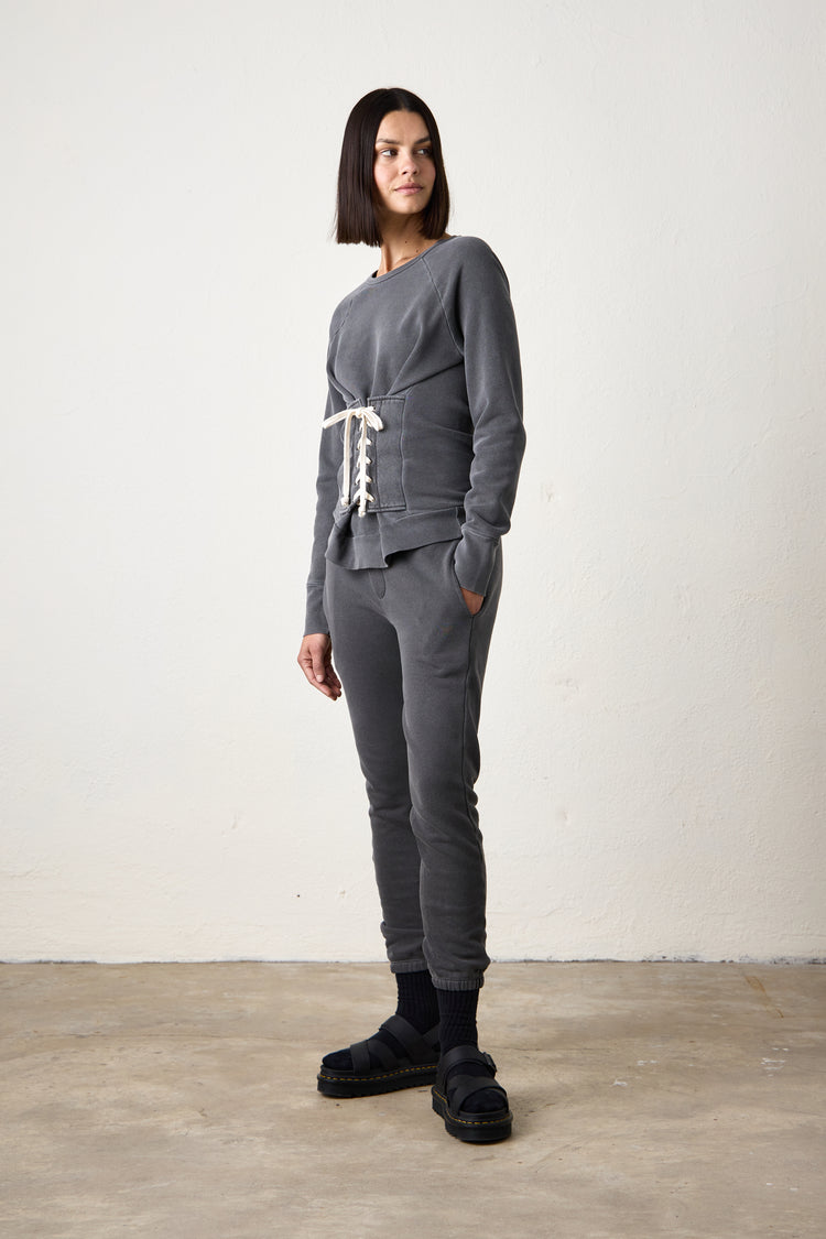 NSF Elio Corset Loop Terry Crew - Faded Black