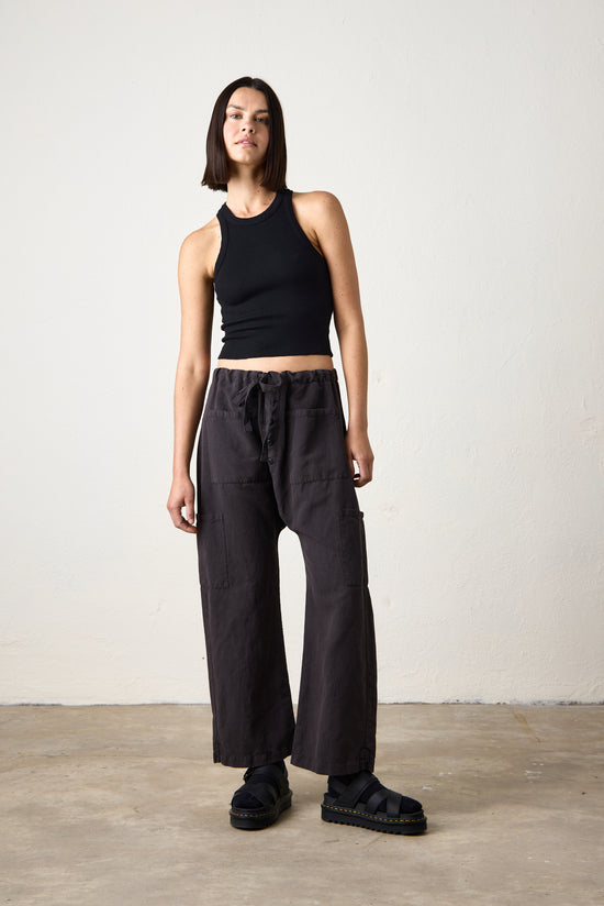 CARLSON DROP RISE TIE PANT / FADED BLACK