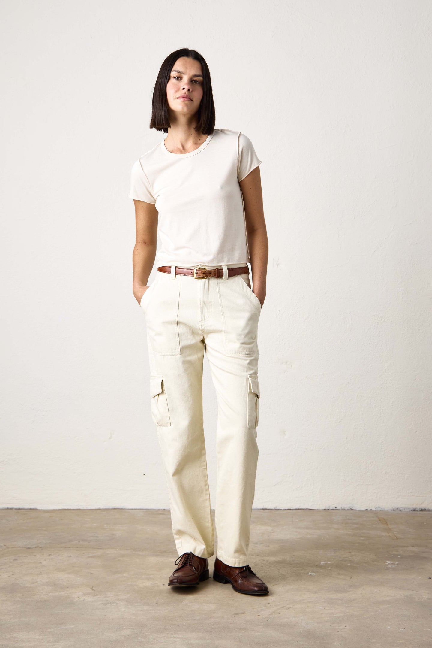 HAWK STRAIGHT LEG TWILL CARGO PANT  / IVORY