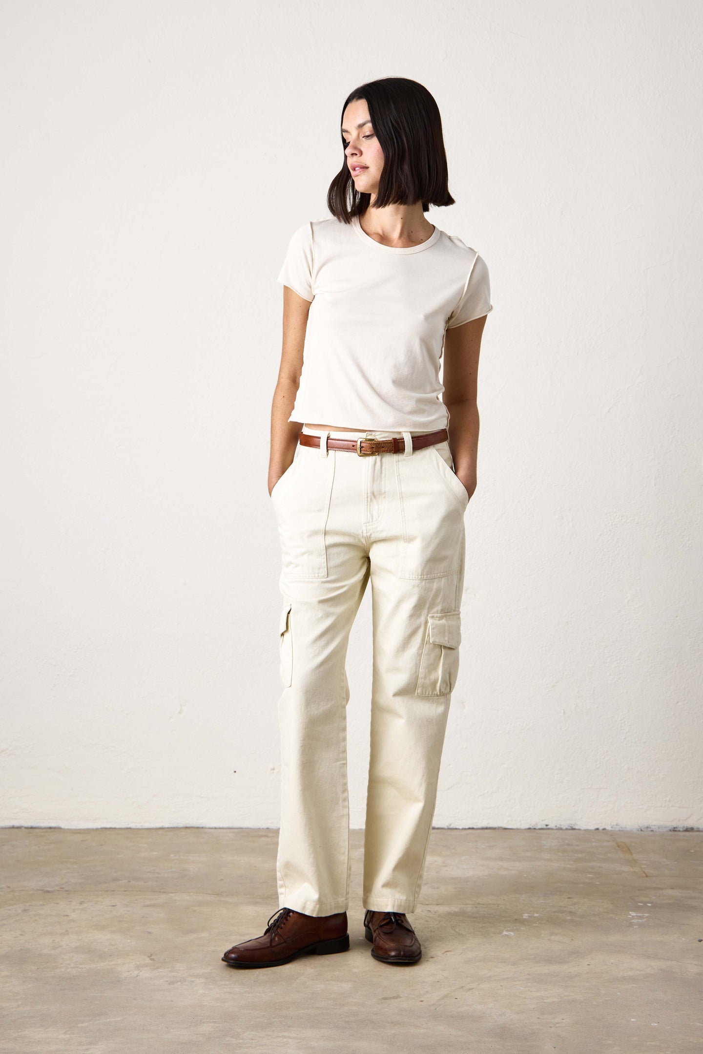 HAWK STRAIGHT LEG TWILL CARGO PANT  / IVORY