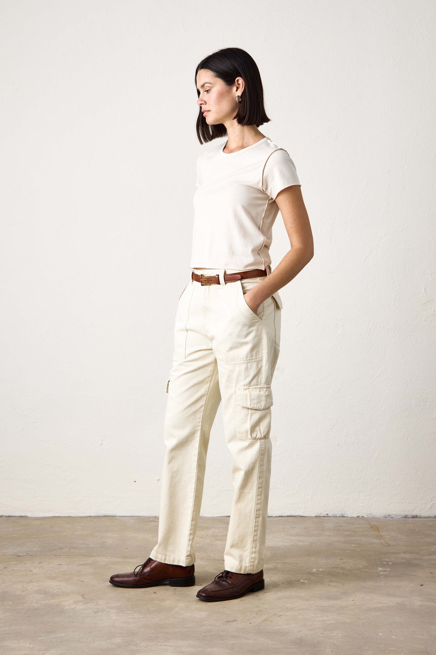 HAWK STRAIGHT LEG TWILL CARGO PANT  / IVORY