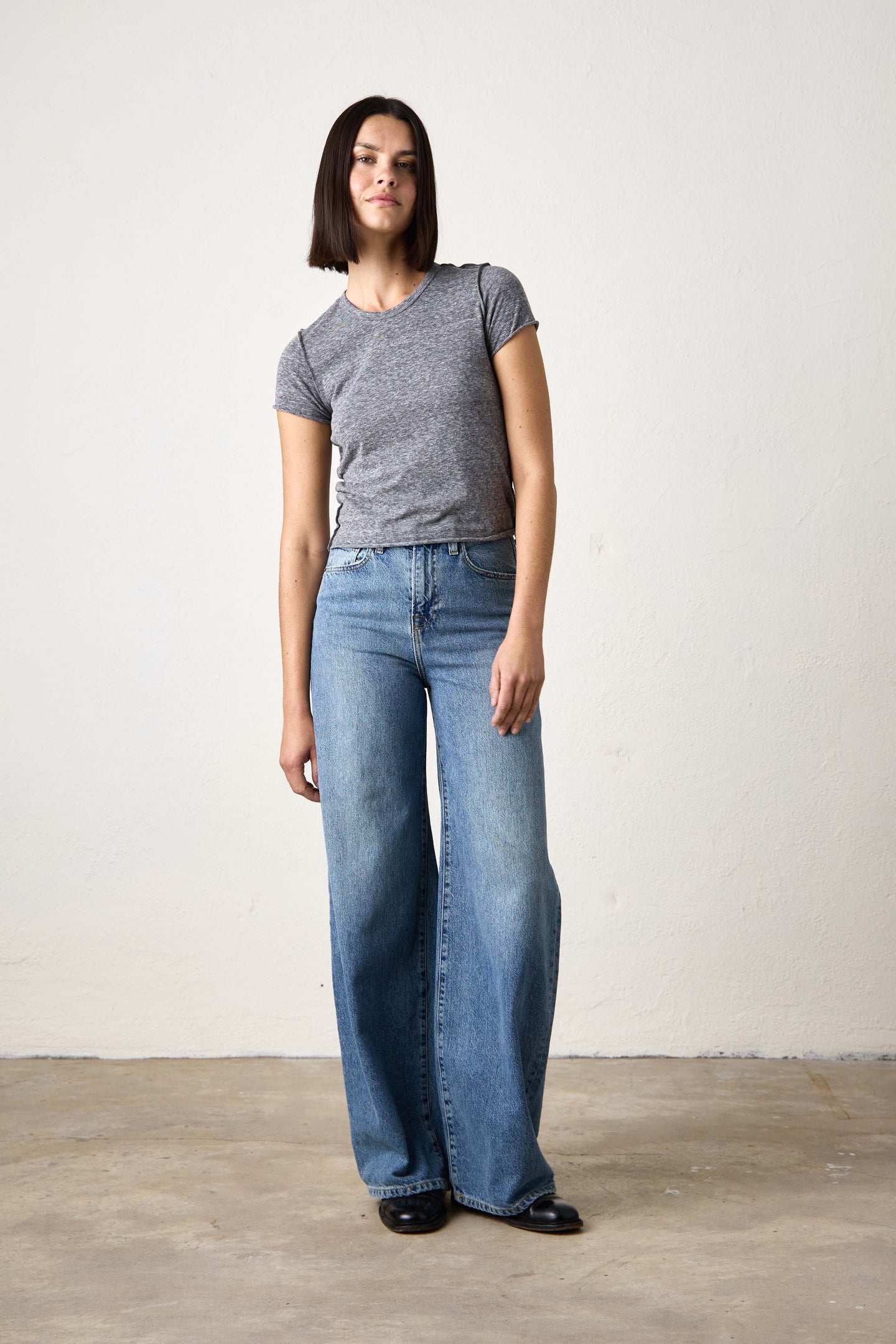 DELTA HIGH WAIST WIDE LEG JEAN / OCEANSIDE