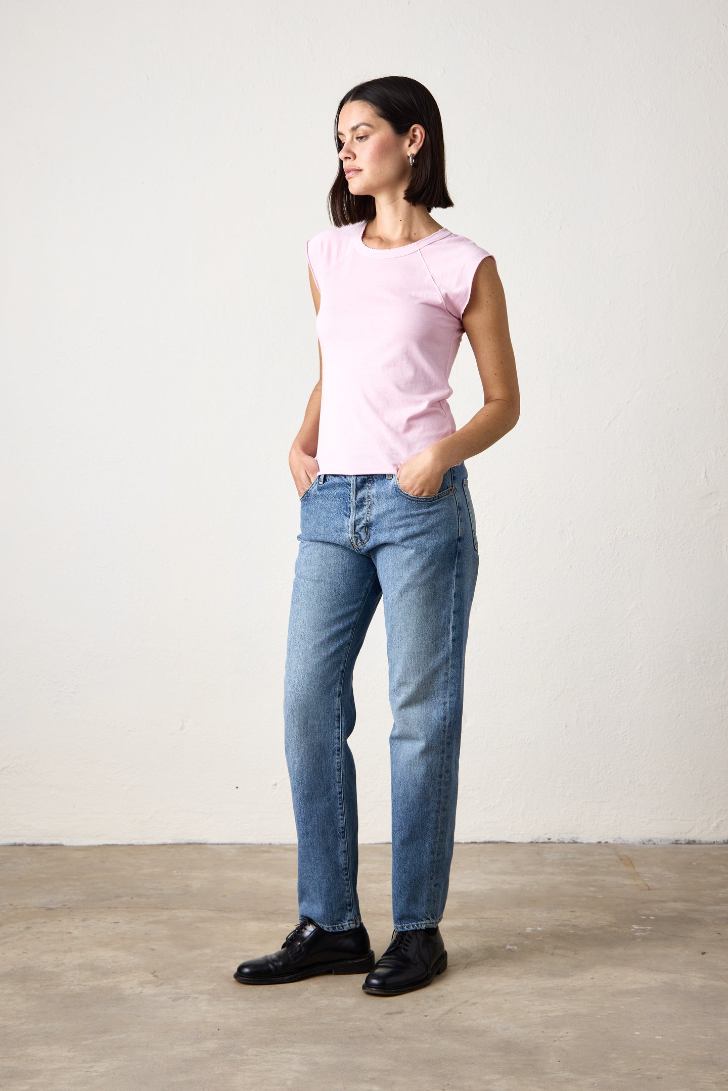 CHLOE FITTED LUX JERSEY TEE / PINK SORBET