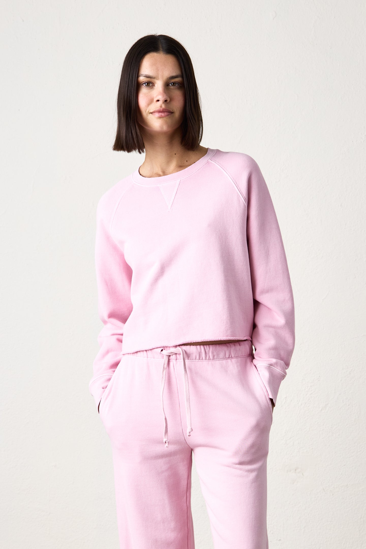 MARCO CROP VINTAGE FRENCH TERRY SWEATSHIRT / PINK SORBET