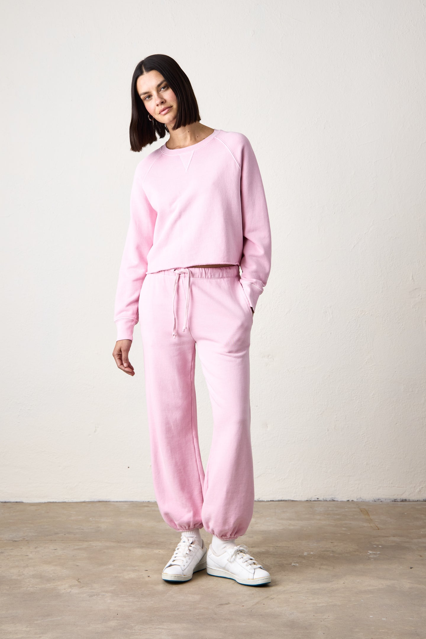 MARCO CROP LOOP TERRY SWEATSHIRT / PINK SORBET