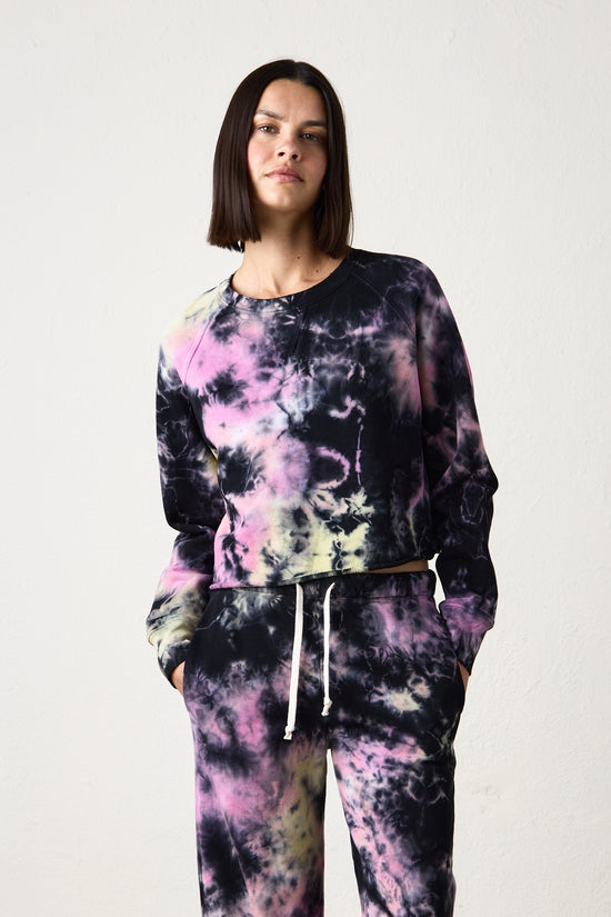 MARCO CROP VINTAGE FRENCH TERRY SWEATSHIRT / GALAXY TIE DYE