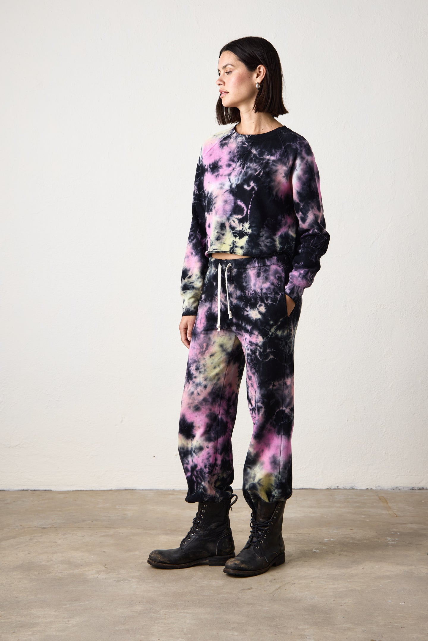 MARCO CROP TIE DYE TERRY SWEATSHIRT / GALAXY TIE DYE