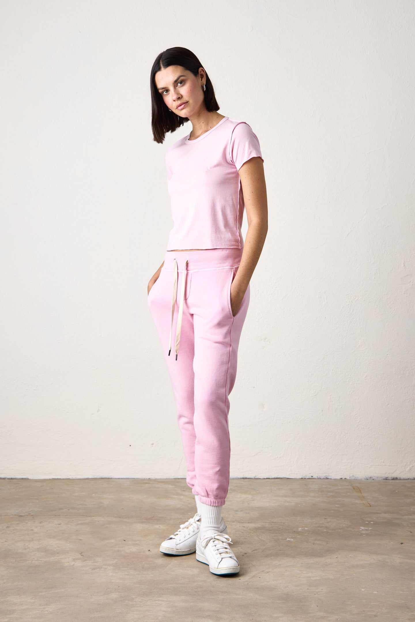 SAYDE SLIM FRENCH TERRY SWEATPANT / PINK SORBET