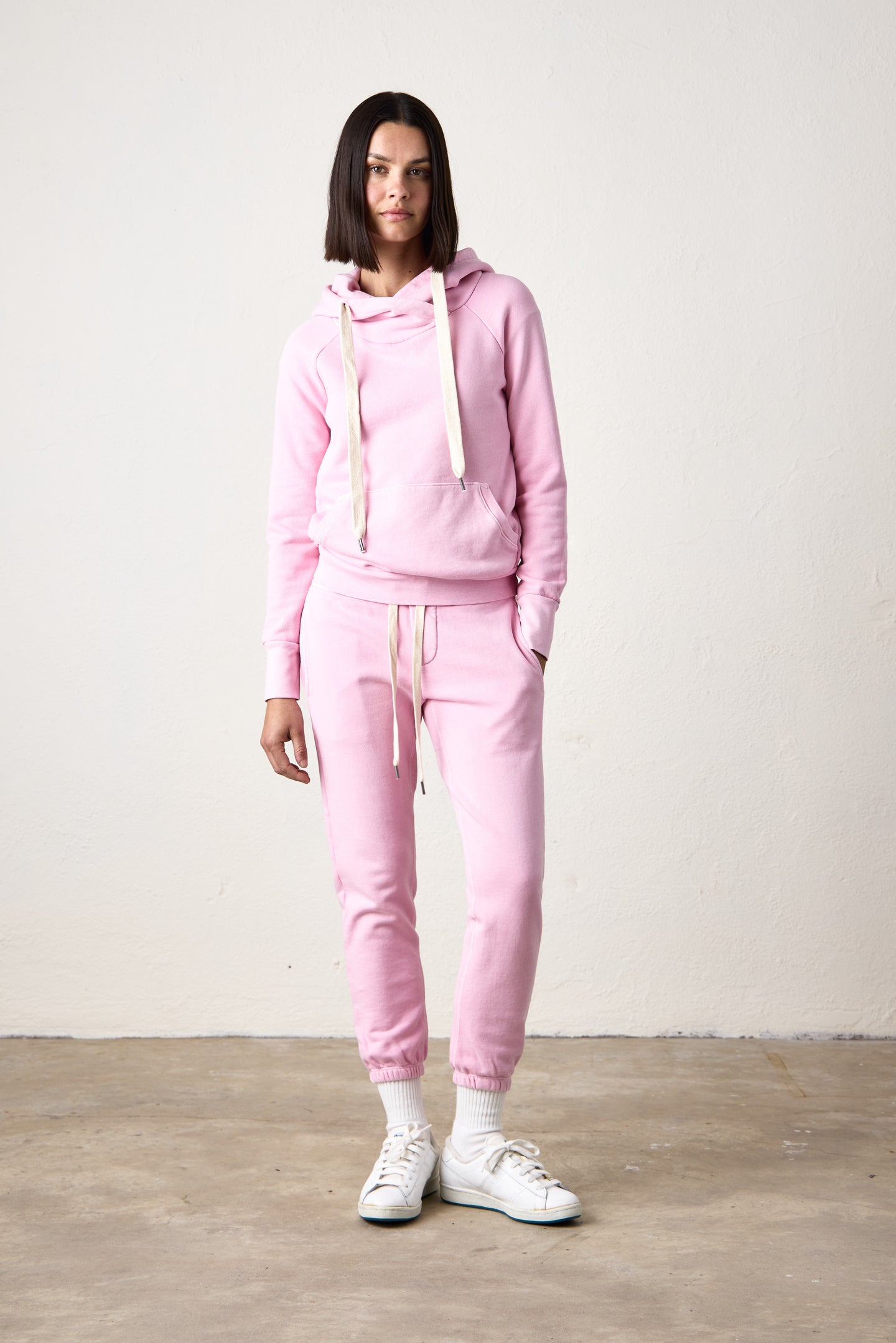 LISSE FITTED LOOP TERRY HOODY / PINK SORBET