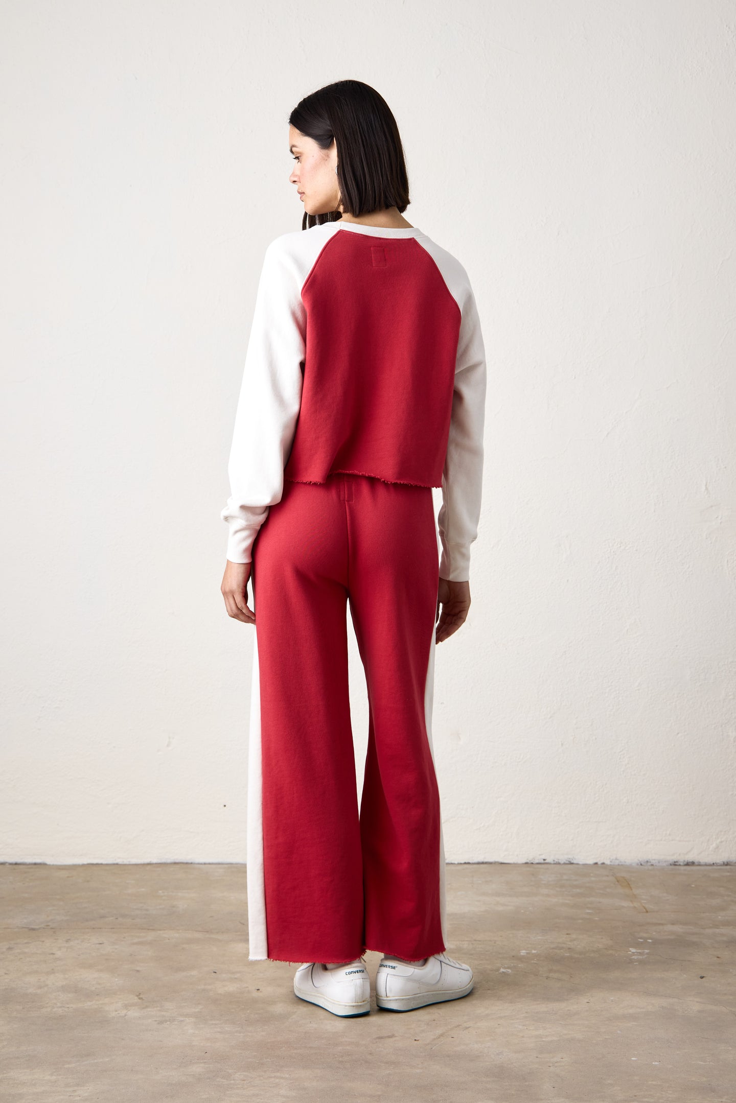 RILEY FRENCH TERRY SPORT PANT / CRIMSON/IVORY