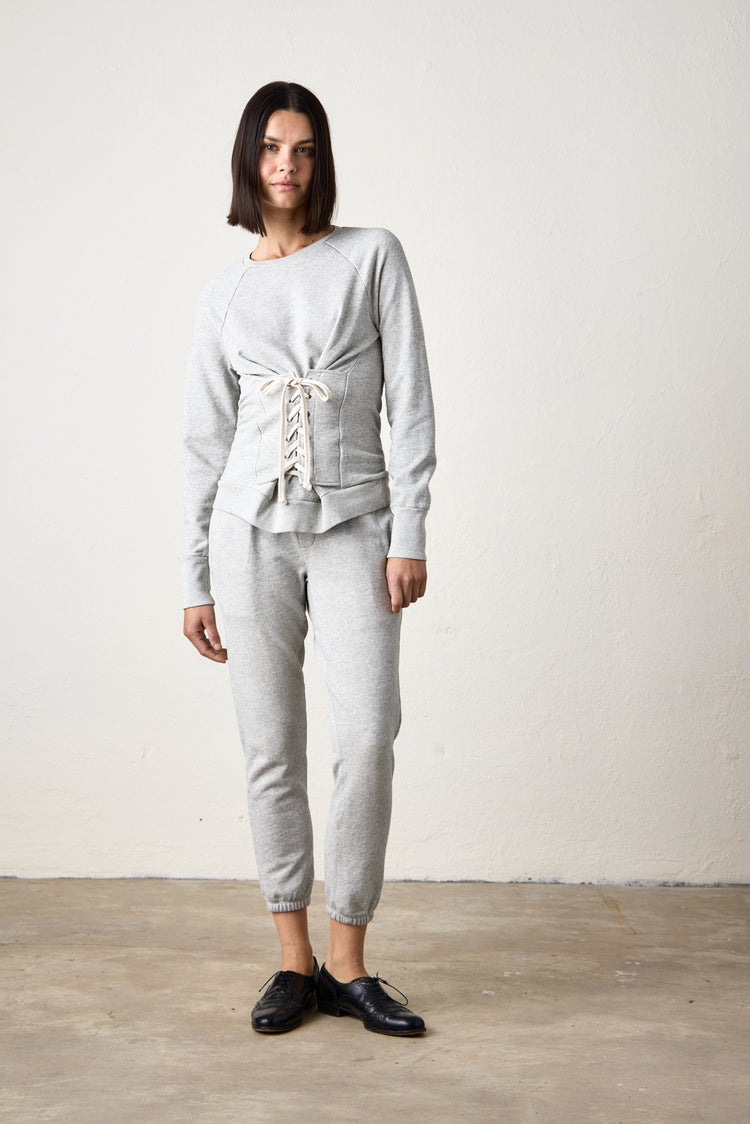 NSF Elio Corset Vintage Terry Crew - Heather Gray