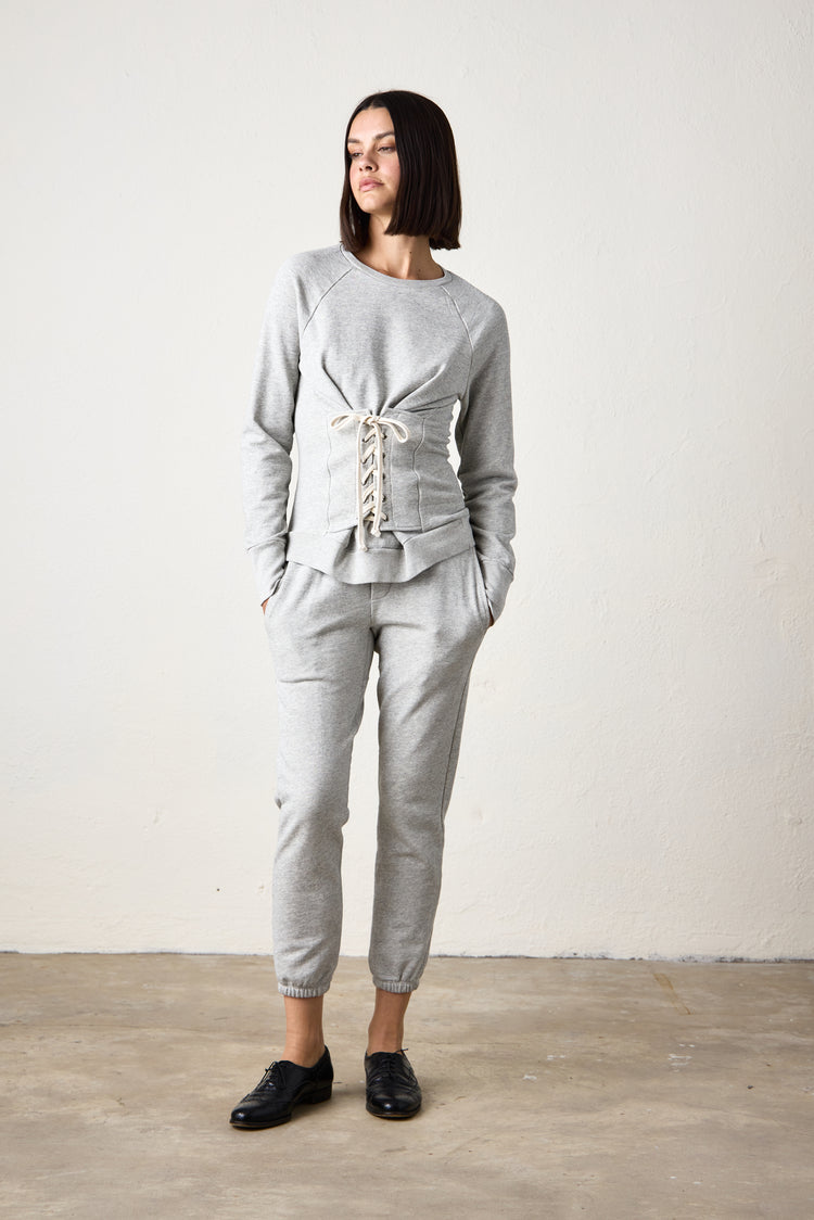 NSF Elio Corset Vintage Terry Crew - Heather Gray