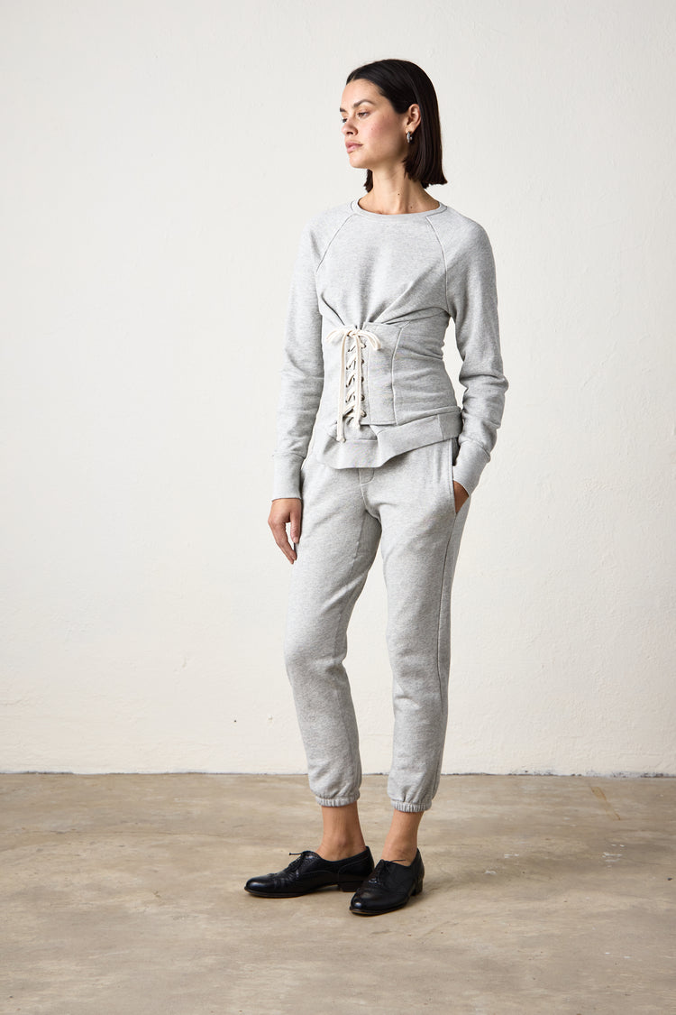 NSF Elio Corset Vintage Terry Crew - Heather Gray