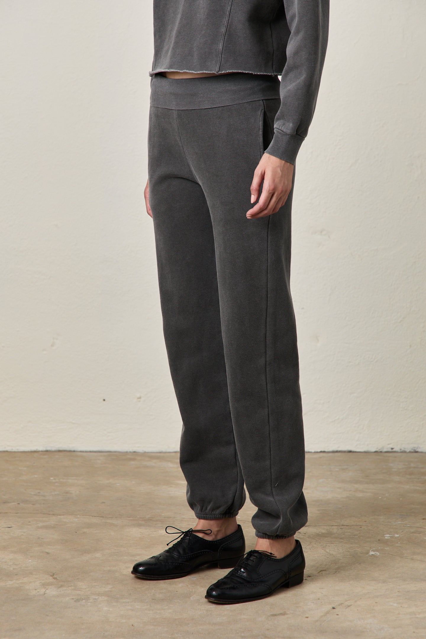 BLAKES RIB WAISTED SWEATPANT / FADED BLACK