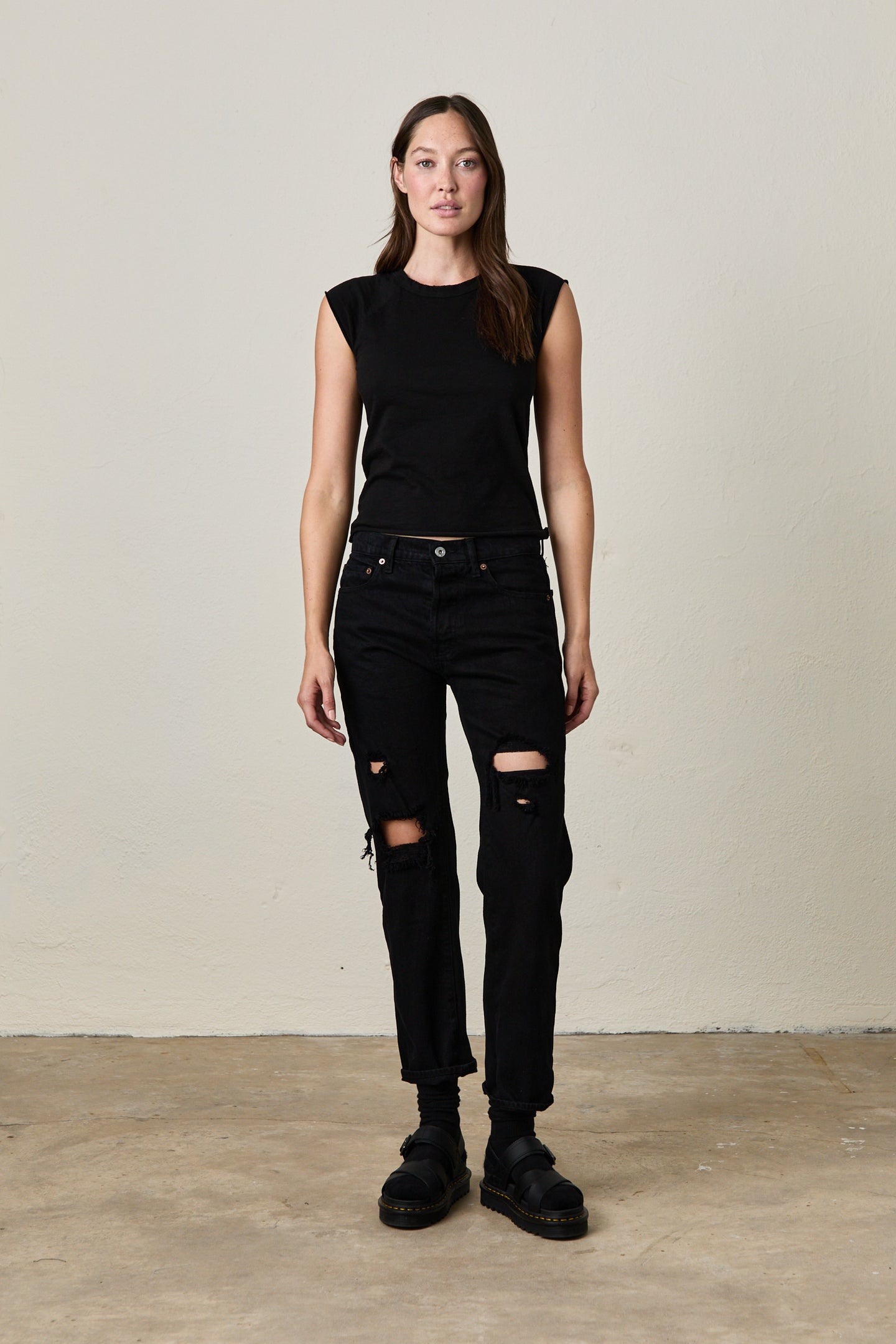 OWEN SLOUCHY STRAIGHT JEAN / OVERDYE BLACK DESTROY