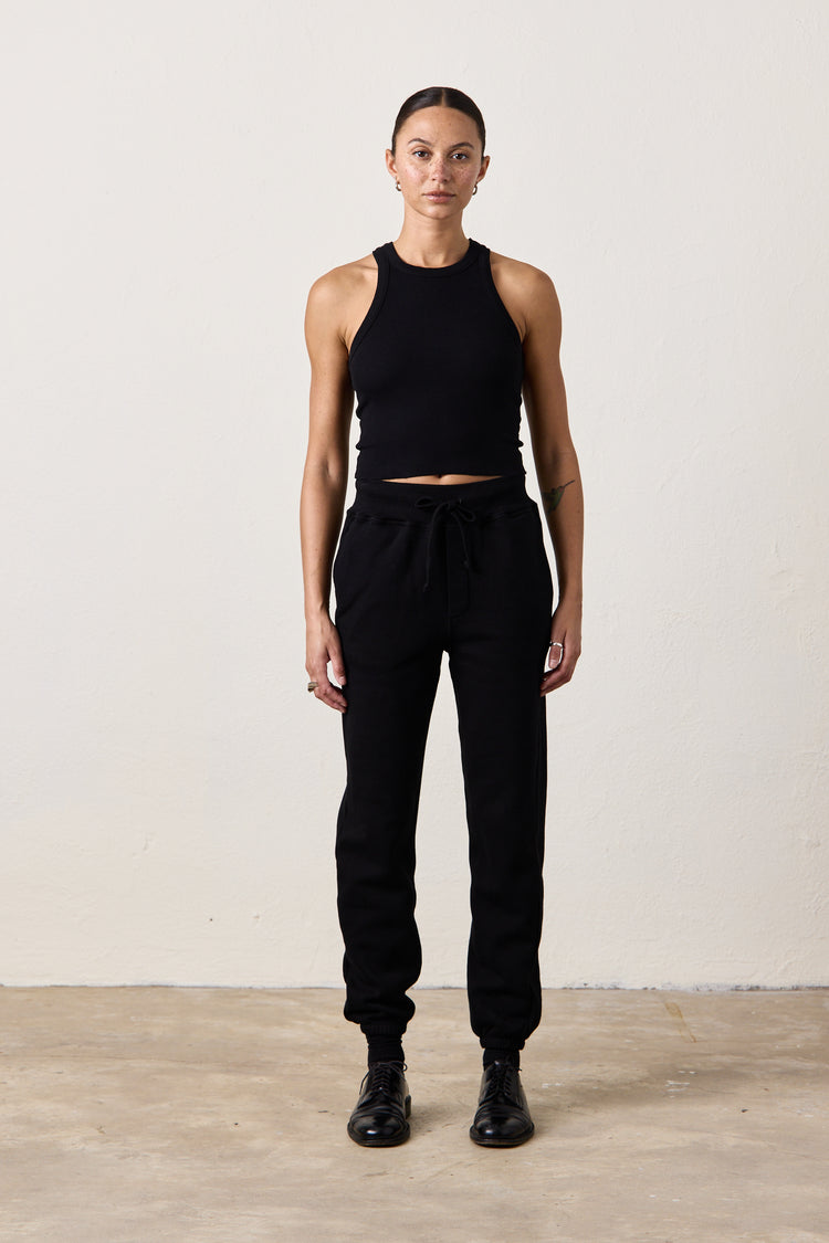 ISABELLA HIGH WAIST COZY FLEECE SWEATPANT / BLACK