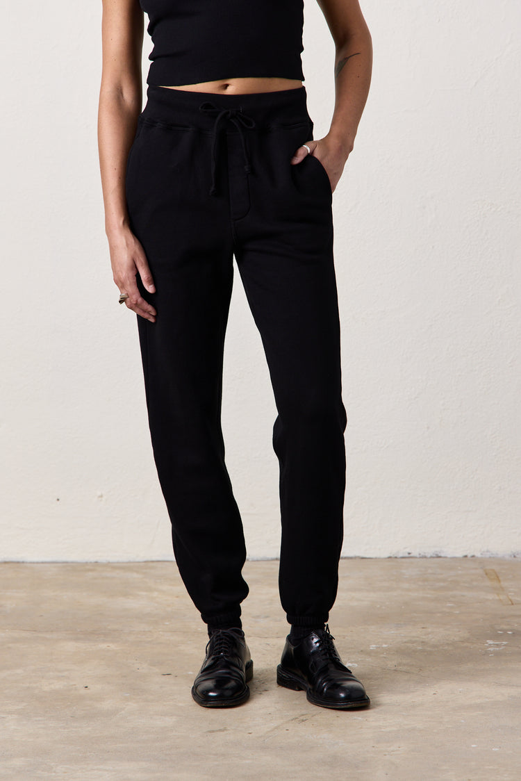 ISABELLA HIGH WAIST COZY FLEECE SWEATPANT / BLACK