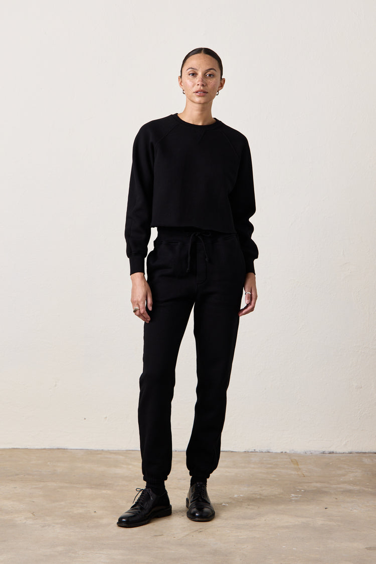 ISABELLA HIGH WAIST COZY FLEECE SWEATPANT / BLACK