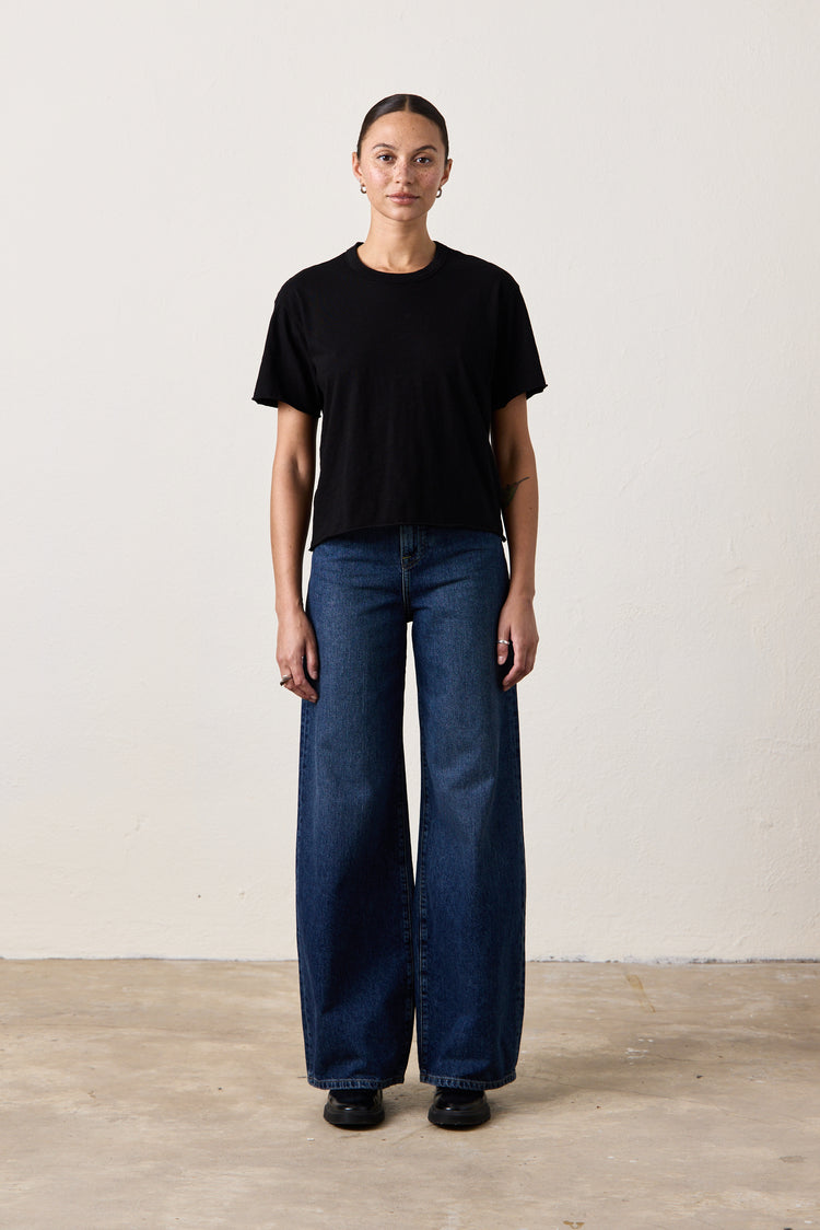 HARPER BOXY SLUB JERSEY TEE / BLACK