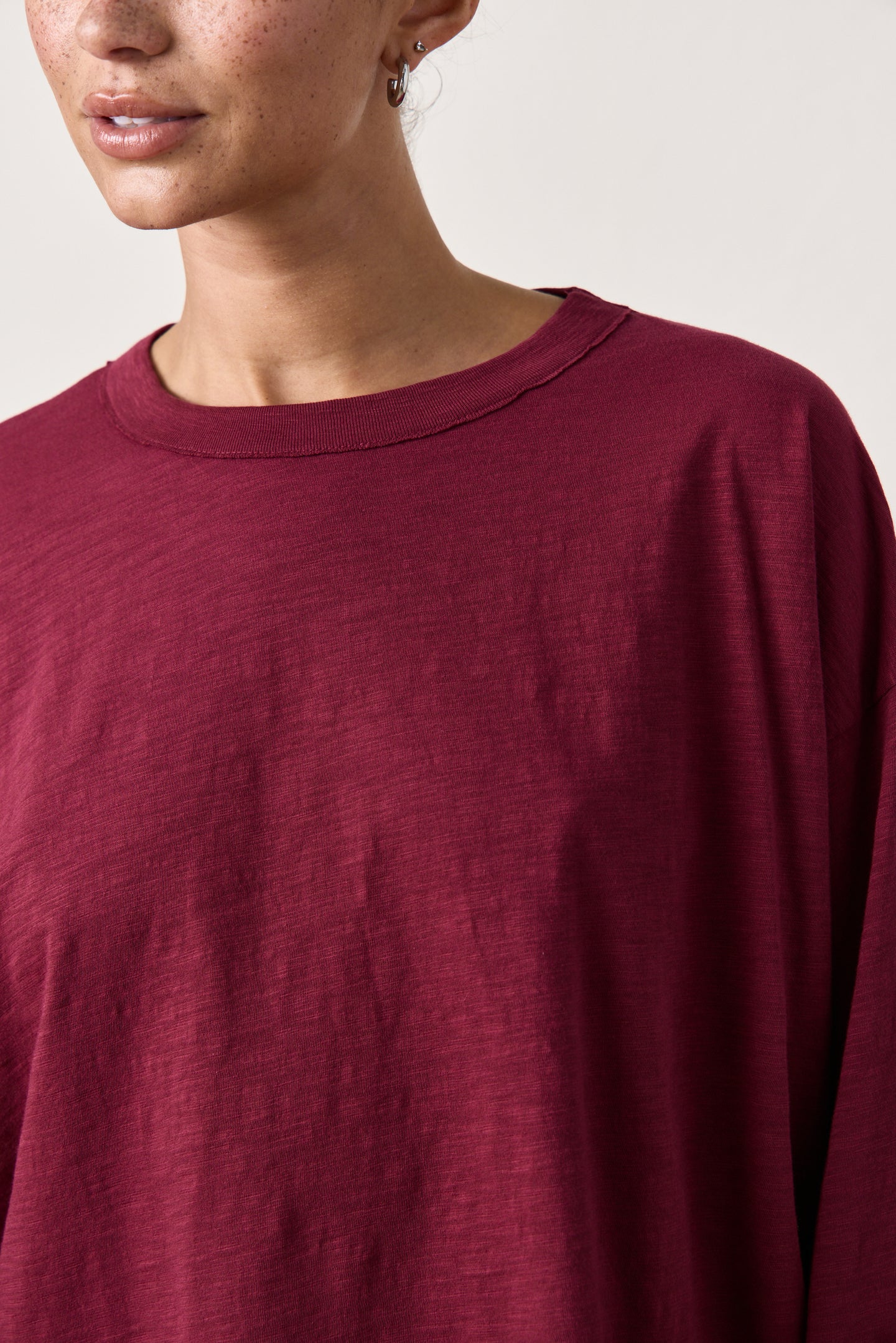 LOFFLER SLUB JERSEY BOXY TEE / DARK CHERRY