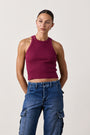 AMAYA CROP RIB TANK / DARK CHERRY