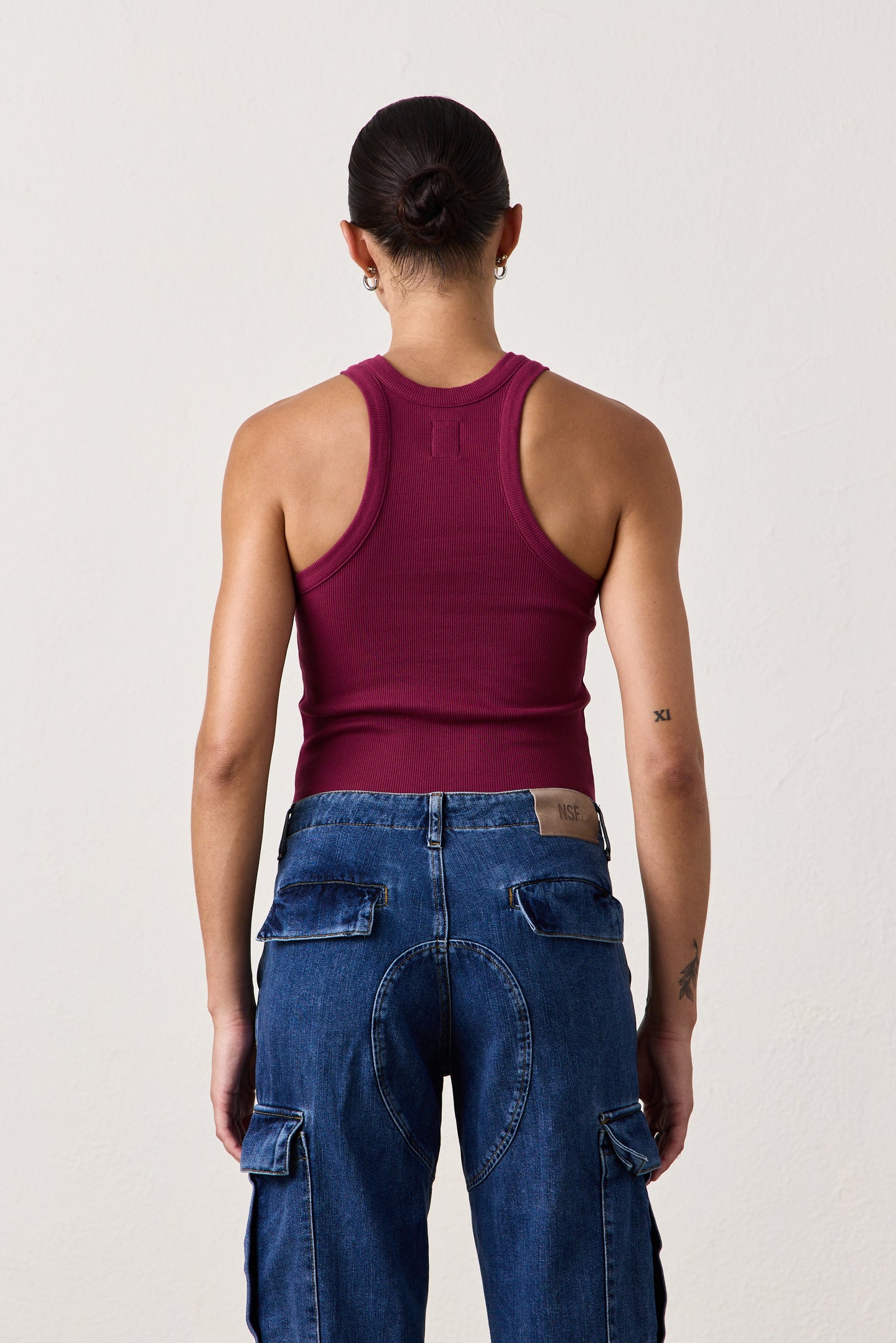 AMAYA CROP RIB TANK / DARK CHERRY